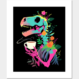 Funny Skeleton Dinosaur Costume Goth Men Women Halloween Posters and Art